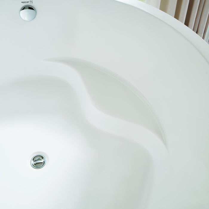 59" x 59" Freestanding Acrylic Bathtub, Modern Stand Alone Soaking Tub with Chrome Finish Round Overflow and Pop-up Drain