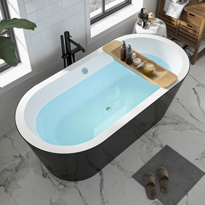 68" or 59" Freestanding Black/White Acrylic Bathtub