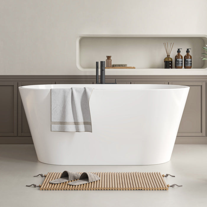 54" x 29" Non-Slip White Acrylic Freestanding Soaking Bathtub