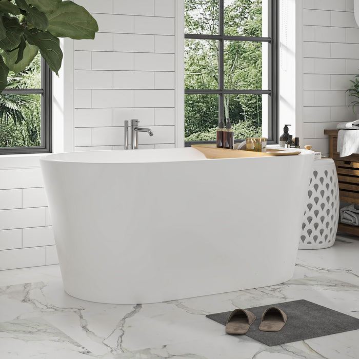 51" x 29" Modern Freestanding Acrylic Soaking Bathtub Glossy White Extra Extra Small Soaker Tub Center Drain VA6815-XXS
