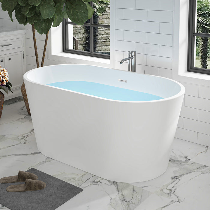 51" x 29" Modern Freestanding Acrylic Soaking Bathtub Glossy White Extra Extra Small Soaker Tub Center Drain VA6815-XXS