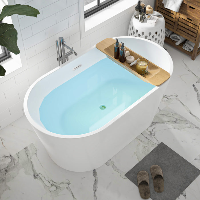 51" x 29" Modern Freestanding Acrylic Soaking Bathtub Glossy White Extra Extra Small Soaker Tub Center Drain VA6815-XXS