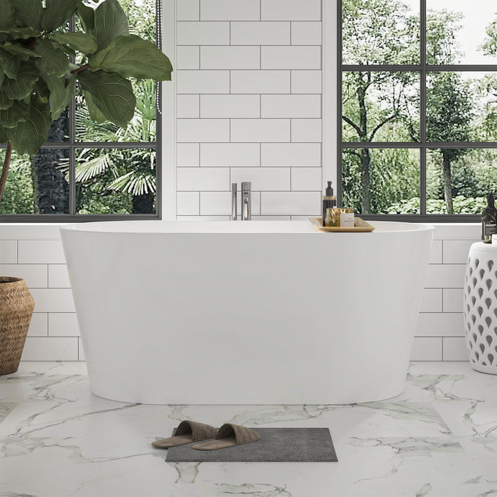 51" x 29" Modern Freestanding Acrylic Soaking Bathtub Glossy White Extra Extra Small Soaker Tub Center Drain VA6815-XXS