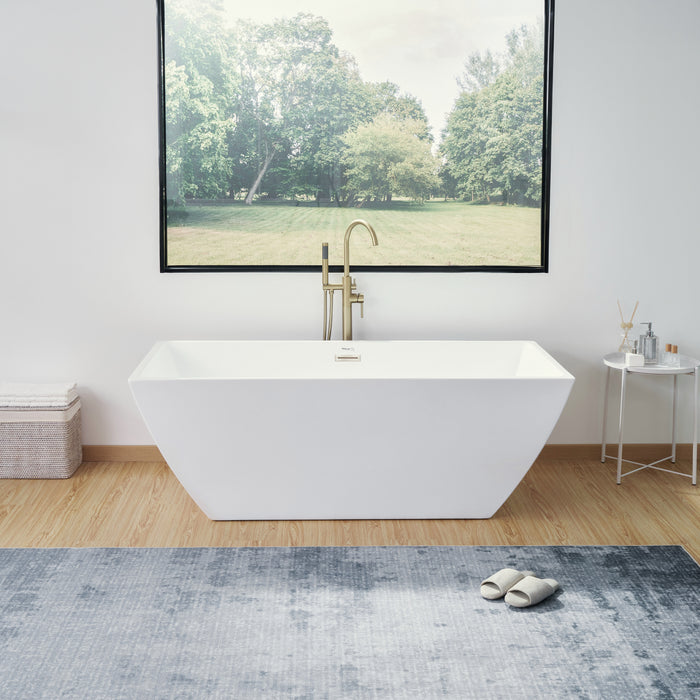 67" X 32" Acrylic Freestanding Bathtub, Bathtubs with Contemporary Design for Soaking and Bathing, Overflow and Pop-up Drain
