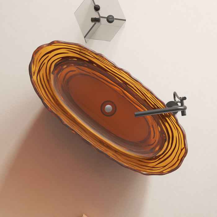 69” x 30” Oval Shaped Stone Resin Freestanding Bathtub, with Polished Chrome Pop Up Drain