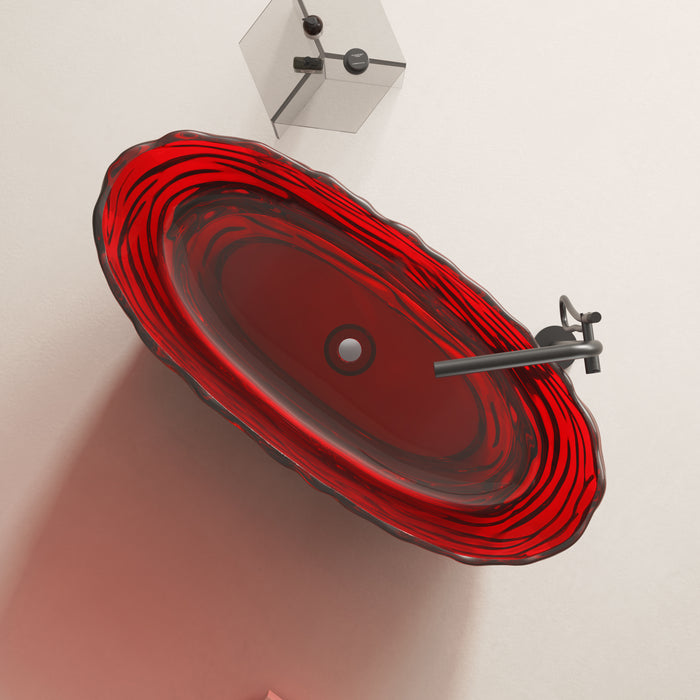 69” x 30” Oval Shaped Stone Resin Freestanding Bathtub, with Polished Chrome Pop Up Drain