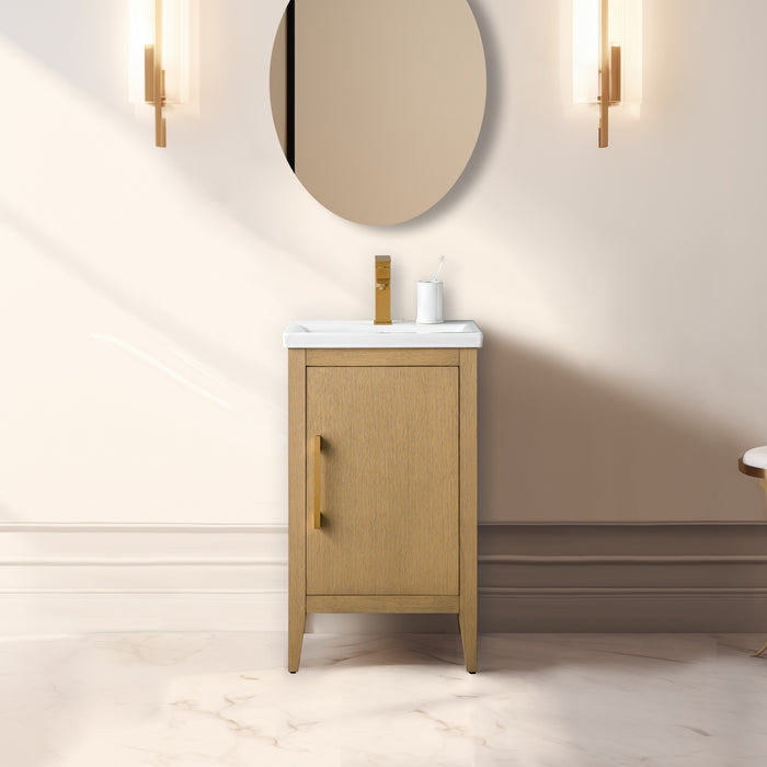 20" Single Sink Bathroom Vanity Cabinet with Ceramic Top