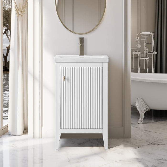 20" Single Sink Bathroom Vanity Cabinet with Ceramic Top