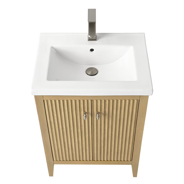 24" Single Sink Bathroom Vanity Cabinet with Ceramic Top