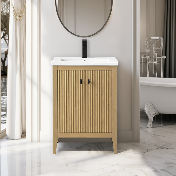 24" Single Sink Bathroom Vanity Cabinet with Ceramic Top