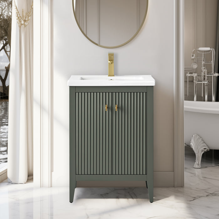 24" Single Sink Bathroom Vanity Cabinet with Ceramic Top
