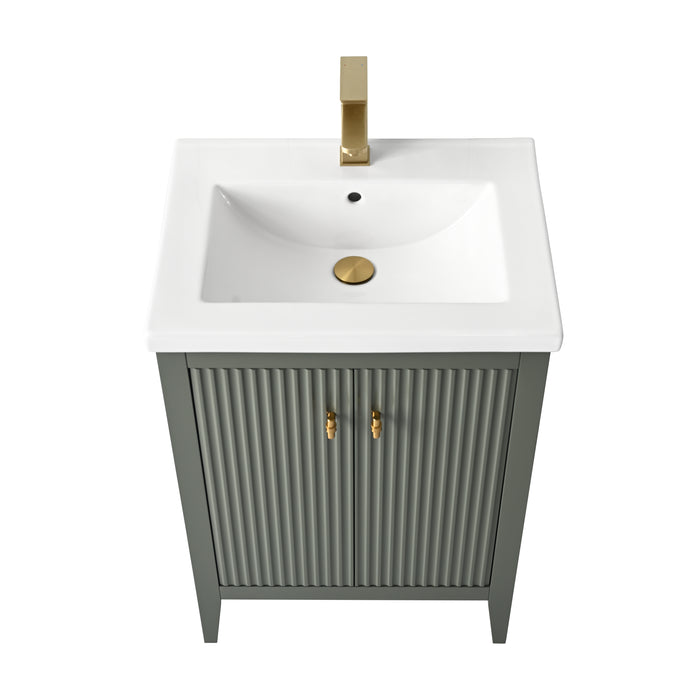 24" Single Sink Bathroom Vanity Cabinet with Ceramic Top