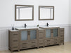 Brescia 108" Double Sink Modern Bathroom Vanity Set, 2 Shelves, 13 Drawers - Ceramic Top & Bathroom Cabinet with Two Free Mirrors - HomeBeyond