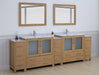 Brescia 108" Double Sink Modern Bathroom Vanity Set, 2 Shelves, 13 Drawers - Ceramic Top & Bathroom Cabinet with Two Free Mirrors - HomeBeyond