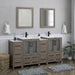 Brescia 72" Double Sink Bathroom Vanity Combo Set, 4 Cabinets, 2 Shelves Ceramic Top Bathroom Cabinet with Two Free Mirrors - HomeBeyond