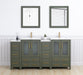 Brescia 72" Double Sink Bathroom Vanity Combo Set, 4 Cabinets, 2 Shelves Ceramic Top Bathroom Cabinet with Two Free Mirrors - HomeBeyond