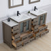 Brescia 72" Double Sink Bathroom Vanity Combo Set, 4 Cabinets, 2 Shelves Ceramic Top Bathroom Cabinet with Two Free Mirrors - HomeBeyond