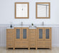 Brescia 72" Double Sink Bathroom Vanity Combo Set, 4 Cabinets, 2 Shelves Ceramic Top Bathroom Cabinet with Two Free Mirrors - HomeBeyond