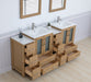 Brescia 72" Double Sink Bathroom Vanity Combo Set, 4 Cabinets, 2 Shelves Ceramic Top Bathroom Cabinet with Two Free Mirrors - HomeBeyond