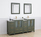 Brescia 72" Double Sink Bathroom Vanity Combo Set, 4 Cabinets, 2 Shelves Ceramic Top Bathroom Cabinet with Two Free Mirrors - HomeBeyond