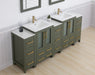 Brescia 84" Double Sink Bathroom Vanity Combo Set, 3 Side Cabinets 2 Shelves Ceramic Top Bathroom Cabinet with Free Mirrors - HomeBeyond