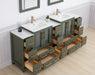 Brescia 84" Double Sink Bathroom Vanity Combo Set, 3 Side Cabinets 2 Shelves Ceramic Top Bathroom Cabinet with Free Mirrors - HomeBeyond