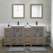 Brescia 84" Double Sink Bathroom Vanity Combo Set, 3 Side Cabinets 2 Shelves Ceramic Top Bathroom Cabinet with Free Mirrors - HomeBeyond