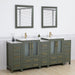 Brescia 84" Double Sink Bathroom Vanity Combo Set, 3 Side Cabinets 2 Shelves Ceramic Top Bathroom Cabinet with Free Mirrors - HomeBeyond
