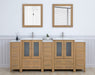 Brescia 84" Double Sink Bathroom Vanity Combo Set, 3 Side Cabinets 2 Shelves Ceramic Top Bathroom Cabinet with Free Mirrors - HomeBeyond