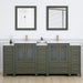Brescia 84" Double Sink Bathroom Vanity Combo Set, 3 Side Cabinets 2 Shelves Ceramic Top Bathroom Cabinet with Free Mirrors - HomeBeyond
