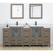 Brescia 84" Double Sink Bathroom Vanity Combo Set, 3 Side Cabinets 2 Shelves Ceramic Top Bathroom Cabinet with Free Mirrors - HomeBeyond