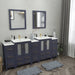 Brescia 84" Double Sink Bathroom Vanity Combo Set, 3 Side Cabinets 2 Shelves Ceramic Top Bathroom Cabinet with Free Mirrors - HomeBeyond