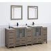 Brescia 84" Double Sink Bathroom Vanity Combo Set, 3 Side Cabinets 2 Shelves Ceramic Top Bathroom Cabinet with Free Mirrors - HomeBeyond