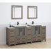Brescia 84" Double Sink Bathroom Vanity Combo Set, 3 Side Cabinets 2 Shelves Ceramic Top Bathroom Cabinet with Free Mirrors - HomeBeyond