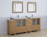 Brescia 84" Double Sink Modern Bathroom Vanity Set, Compact 2 Shelves 10 Drawers White Ceramic Top Bathroom Cabinet with Free Mirrors - HomeBeyond