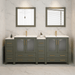 Brescia 84" Double Sink Modern Bathroom Vanity Set, Compact 2 Shelves 10 Drawers White Ceramic Top Bathroom Cabinet with Free Mirrors - HomeBeyond