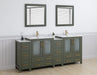 Brescia 84" Double Sink Modern Bathroom Vanity Set, Compact 2 Shelves 10 Drawers White Ceramic Top Bathroom Cabinet with Free Mirrors - HomeBeyond