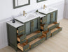 Brescia 84" Double Sink Modern Bathroom Vanity Set, Compact 2 Shelves 10 Drawers White Ceramic Top Bathroom Cabinet with Free Mirrors - HomeBeyond