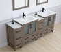 Brescia 84" Double Sink Modern Bathroom Vanity Set, Compact 2 Shelves 10 Drawers White Ceramic Top Bathroom Cabinet with Free Mirrors - HomeBeyond