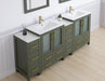 Brescia 84" Double Sink Modern Bathroom Vanity Set, Compact 2 Shelves 10 Drawers White Ceramic Top Bathroom Cabinet with Free Mirrors - HomeBeyond