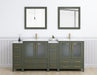 Brescia 84" Double Sink Modern Bathroom Vanity Set, Compact 2 Shelves 10 Drawers White Ceramic Top Bathroom Cabinet with Free Mirrors - HomeBeyond