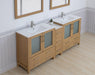 Brescia 84"Double Sink Modern Bathroom Vanity Set, 2 Shelves 7 Drawers - Ceramic Top & Bathroom Cabinet with Free Mirrors - HomeBeyond