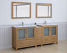 Brescia 84"Double Sink Modern Bathroom Vanity Set, 2 Shelves 7 Drawers - Ceramic Top & Bathroom Cabinet with Free Mirrors - HomeBeyond