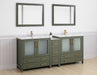 Brescia 84"Double Sink Modern Bathroom Vanity Set, 2 Shelves 7 Drawers - Ceramic Top & Bathroom Cabinet with Free Mirrors - HomeBeyond