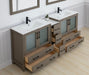 Brescia 84"Double Sink Modern Bathroom Vanity Set, 2 Shelves 7 Drawers - Ceramic Top & Bathroom Cabinet with Free Mirrors - HomeBeyond