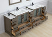 Brescia 96" Double Sink Modern Bathroom Vanity Set, Compact 2 Shelves 13 Drawers White Ceramic Top Bathroom Cabinet with Free Mirrors - HomeBeyond