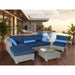 High - Density Polyethylene (HDPE) Wicker 6 - Piece Fully Assembled Patio Couch Outdoor Sectional Sofa Set with Navy Blue Cushions - HomeBeyond