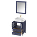 Ravenna 24" Single Sink Bathroom Vanity Combo Set, 2-Drawers, Single Shelf, Single Cabinet White Engineered Marble Top and Ceramic Vessel Sink Bathroom Cabinet with Mirror - HomeBeyond
