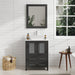 Ravenna 24" Single Sink Bathroom Vanity Combo Set, 2-Drawers, Single Shelf, Single Cabinet White Engineered Marble Top and Ceramic Vessel Sink Bathroom Cabinet with Mirror - HomeBeyond