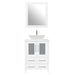 Ravenna 24" Single Sink Bathroom Vanity Combo Set, 2-Drawers, Single Shelf, Single Cabinet White Engineered Marble Top and Ceramic Vessel Sink Bathroom Cabinet with Mirror - HomeBeyond